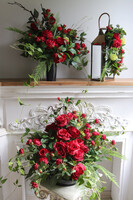 Angelo Garden Red, lampion nagrobny z kwiatami