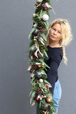 girlanda świąteczna z bombkami i szyszkami, Gorina, dł.180cm 