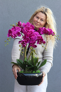 Fuksja Waleria, fuksjowy sztuczny storczyk w donicy, wys.70cm