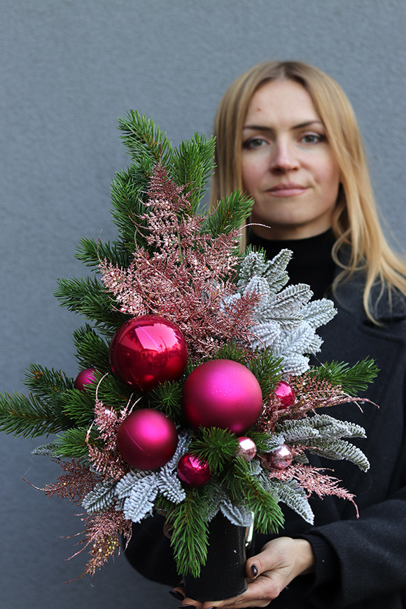 Magenta Xmas, komplet dekoracji nagrobnych
