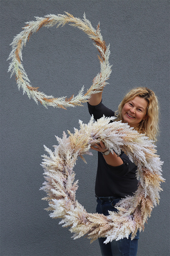 Boho Betra, subtelny wianek ze sztucznego suszu, śr.50cm