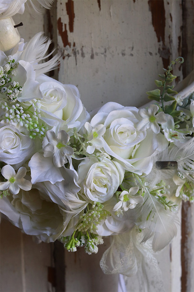 Biella, biały wianek komunijny z dzwonkiem, śr.38cm  