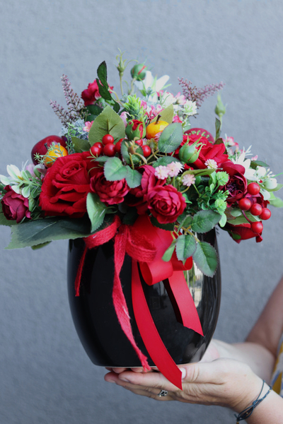 Czerwone Marzenie, jesienna kompozycja w naczyniu