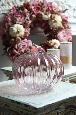 Glass Pumpkin, dekoracyjna dynia szklana, J, wym.18x21.5cm