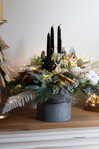 Industrial Family LED, świąteczny stroik w metalowej osłonce