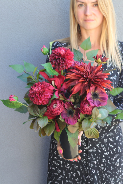 Bordo Katerra, komplet nagrobny, kompozycja & bukiet, wym.36x35cm/45cm