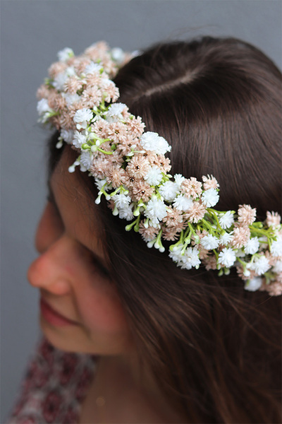 Beżowa Kaszka, wianek na głowę, rozmiar uniwersalny