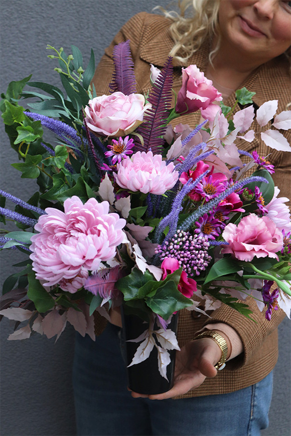 Pink Flowers, komplet dekoracji nagrobnych