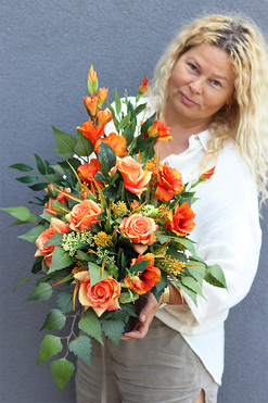 Orangeta, bukiet nagrobny we wkładzie, dł.50cm 