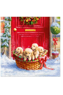 Christmas Puppies, świąteczne serwetki papierowe, 20szt