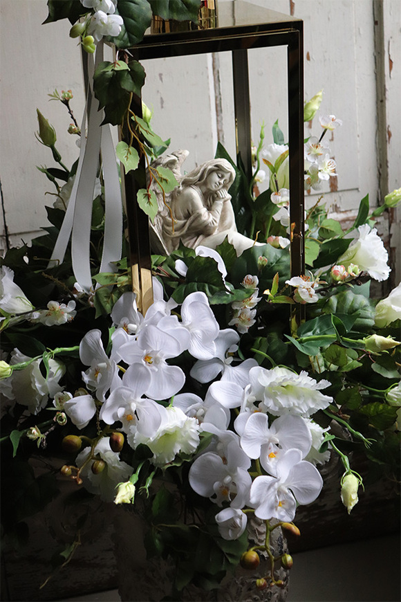 Angelo Garden Deluxe, lampion nagrobny z kwiatami, wys.62cm