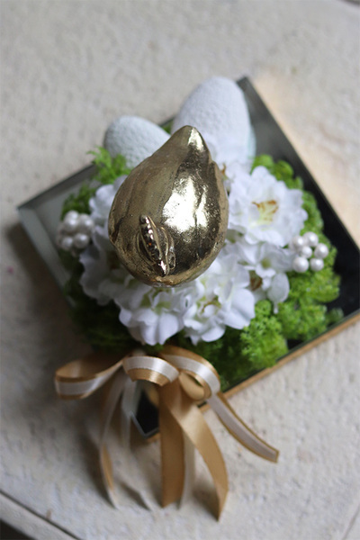 dekoracja wielkanocna, Złota Kurka, wym.15x15cm