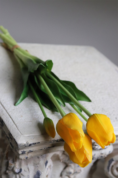 April New, bukiet tulipanów silikonowych Żółty