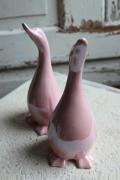 Gąska, porcelanowa figurka, różowa, kpl.2szt