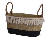 Boho Black, kosz podłużny / osłonka na donicę, ceramiczna, czarny, wym.28x15x14cm