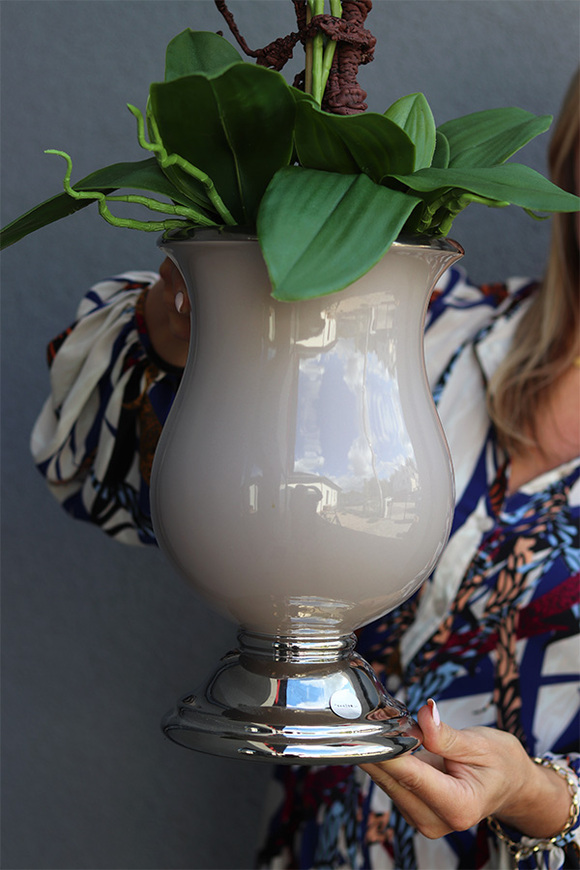 Pucharina Beige, sztuczny storczyk w ceramicznym pucharze