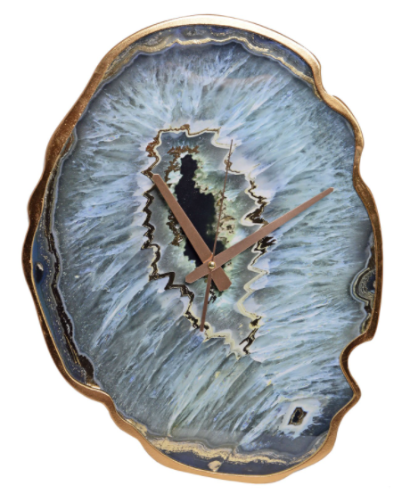 Amethyst Blue B, elegancki wiszący zegar w złotej ramie, wym.37x50x4cm