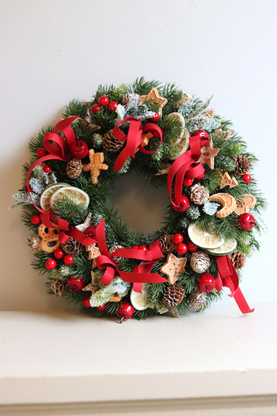 Wigilia Nova, świąteczny wianek z suszem	