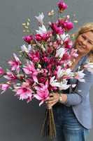 bukiet różowych kwiatów, Magnolie Moko L, dł.98cm