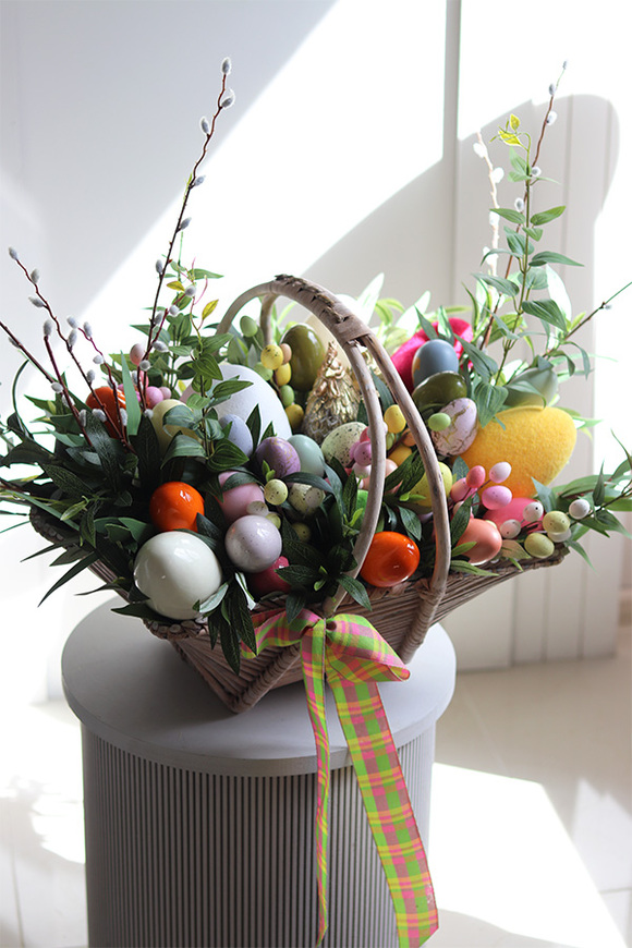 Koszyczkowo, wielkanocna dekoracja w koszu