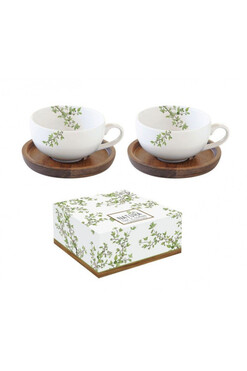 Natura, filiżanka z drewnianym spodkiem, kpl.2szt