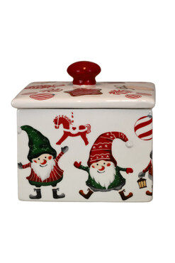 Homemade XMAS, ręcznie malowany pojemnik na ciastka J, wym.13x15x15cm