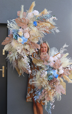 Boho Wedding Blue, girlanda ze sztucznych roślin z suszem, kpl.2szt 