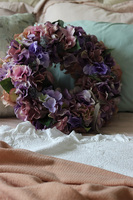 Fioletowe Hortensje, gęsty wianek na drzwi, śr. 40cm