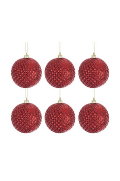 OD RĘKI Decoriada Red B, plastikowe bombki w pudełku, 6 sztuk, śr.10cm