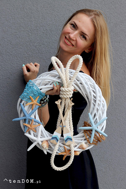 Wiosła, marynistyczny wianek do powieszenia na drzwiach, śr.41cm