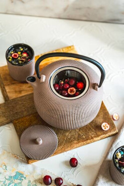 Awaji Modern, żeliwny dzbanek do herbaty, beżowy, poj.1000ml 