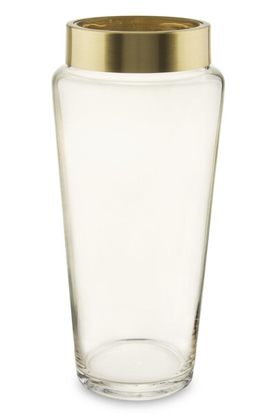 golden line szklany wazon ze złotym mankietem
