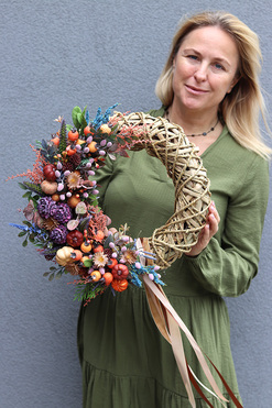 Piękno Koloru, asymetryczny jesienny wianek, rozp.41cm