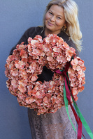 Hortensja Melisse, wianek na drzwi z pomarańczowych hortensji, śr.48cm