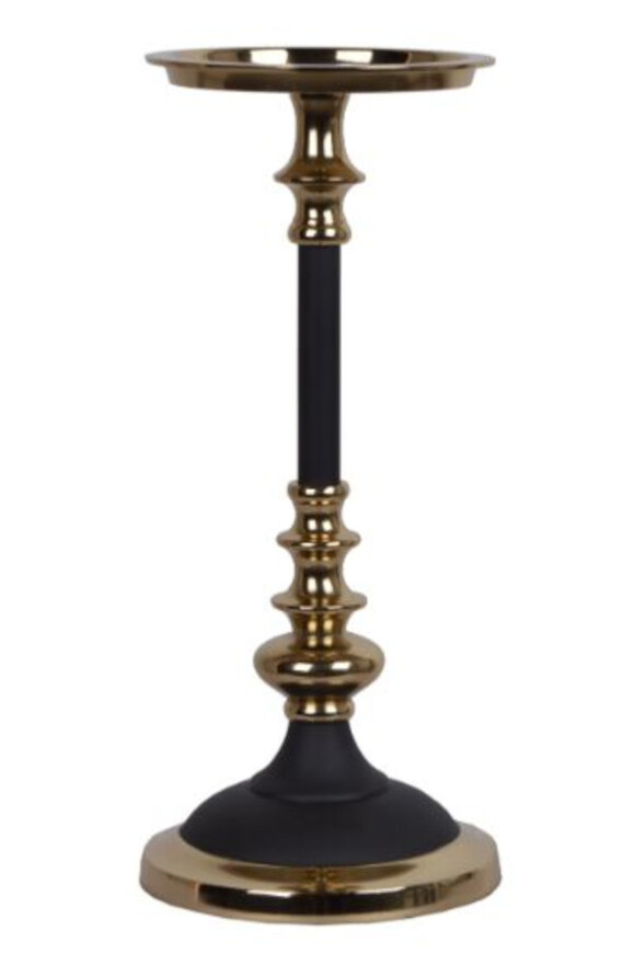 Classic, świecznik w kolorze czarno - złotym, wym.13.5x13.5x35cm