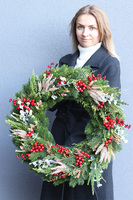 Wigilia Primosa, duży świąteczny wianek na drzwi, śr.58cm