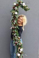 girlanda świąteczna z bombkami i szyszkami, Gorina, dł.180cm 