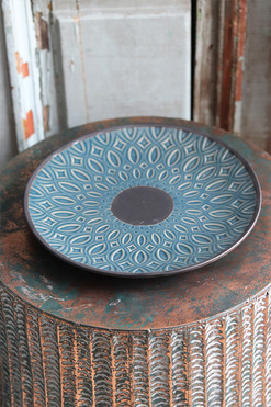 OD RĘKI Blue, ceramiczny podtalerz / podstawka pod świece / dekoracje, śr.31cm