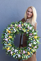 Giant Pastells Moko Easter, ogromny wielkanocny wianek na drzwi, śr.70cm
