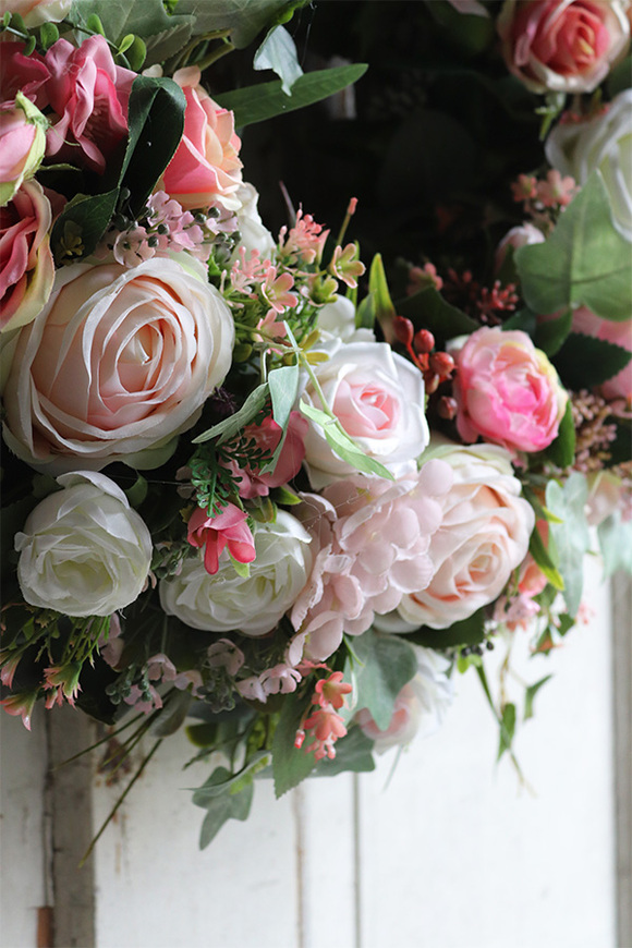 Rossalia Big, duży różany wianek na drzwi, śr.49cm