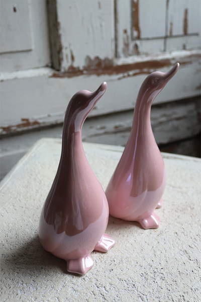 Gąska, porcelanowa figurka, różowa, kpl.2szt