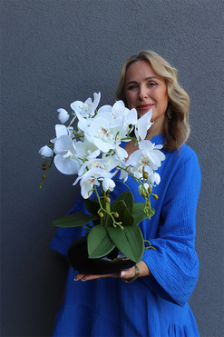 Milia Black, sztuczny storczyk w czarnej misie, wys.45cm