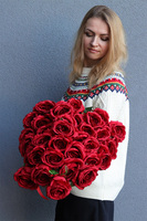 Róże Deluxe, bukiet nagrobny do położenia, czerwony	