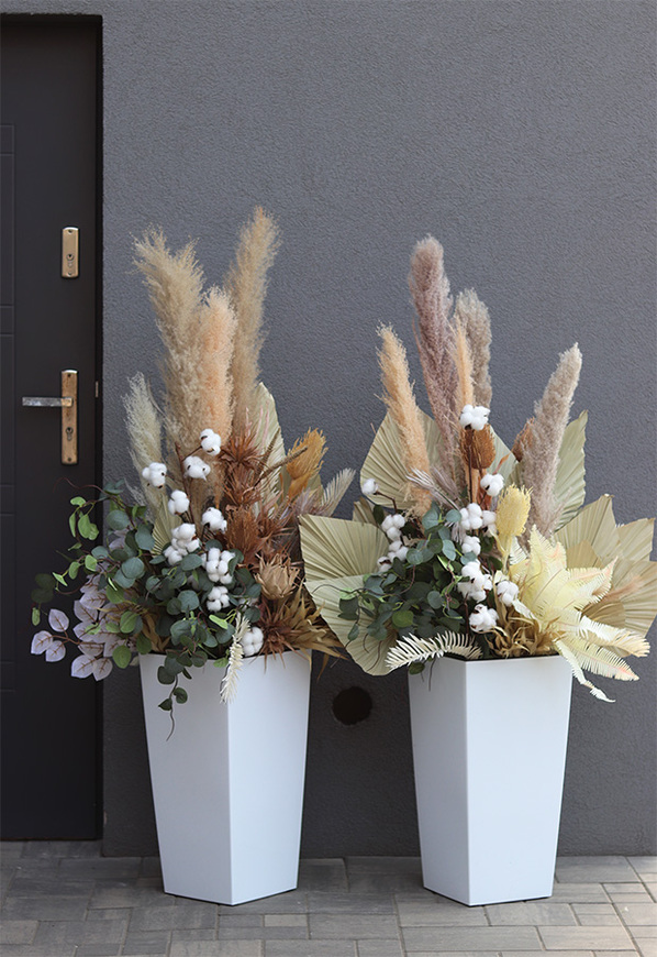 Boho Grande Universita, wysoka kompozycja z suszonymi trawami, wys.155cm