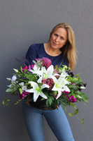 kompozycja nagrobna w okrągłej misie, Mediata, wym.35x60cm