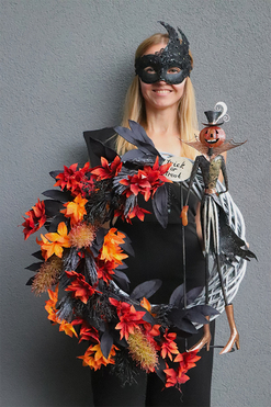 Halloween Ball, efektowny jesienny wianek na drzwi, rozp.65cm