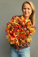 Jesień w Pełni S, dekoracyjny wianek z grzybami