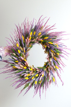 Jajo Pastelowe, dekoracyjny wianek z suszem, śr.75cm 