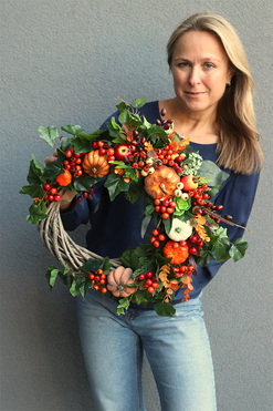 Herado, jesienny wianek z dyniami, śr.36cm  