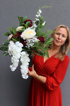 Georgina Bordo, bukiet nagrobny we wkładzie, dł.59cm